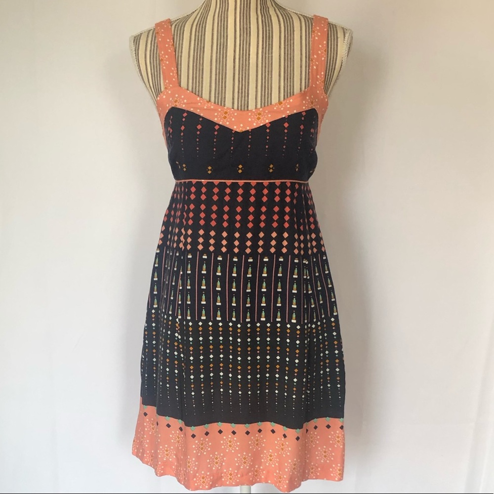 Azuki dress navy blue with geometric print